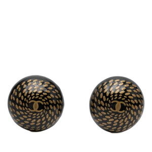 CHANEL Black Logo Earrings